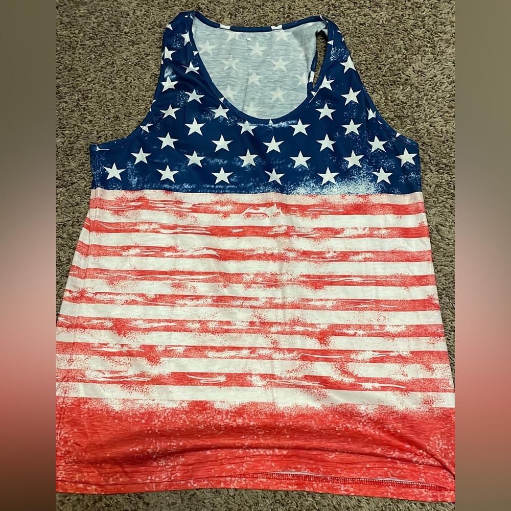 EUC Boutique size large red white and blue tank top.